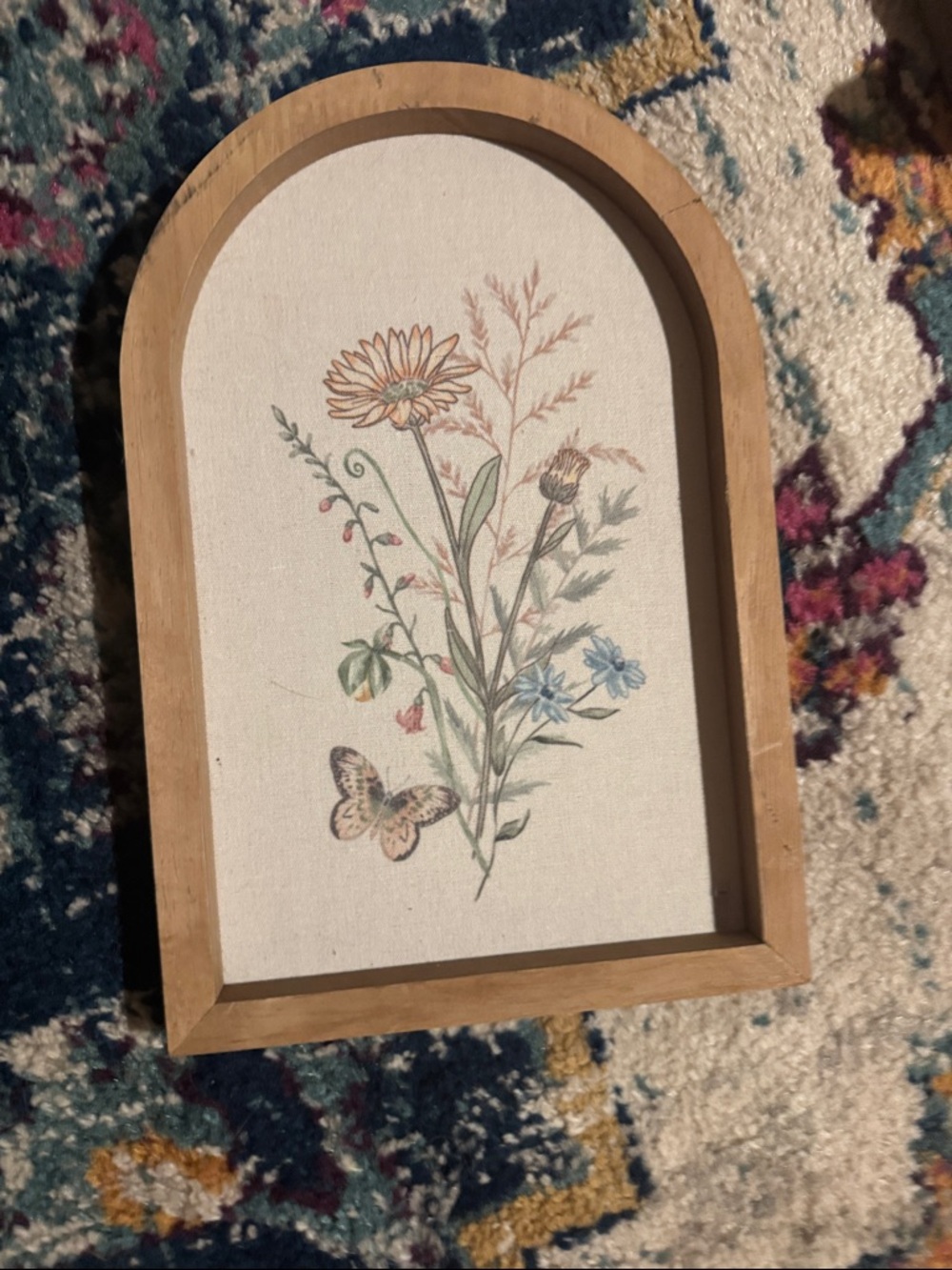 Floral Butterfly Wood-Frame Wall Art - Natural